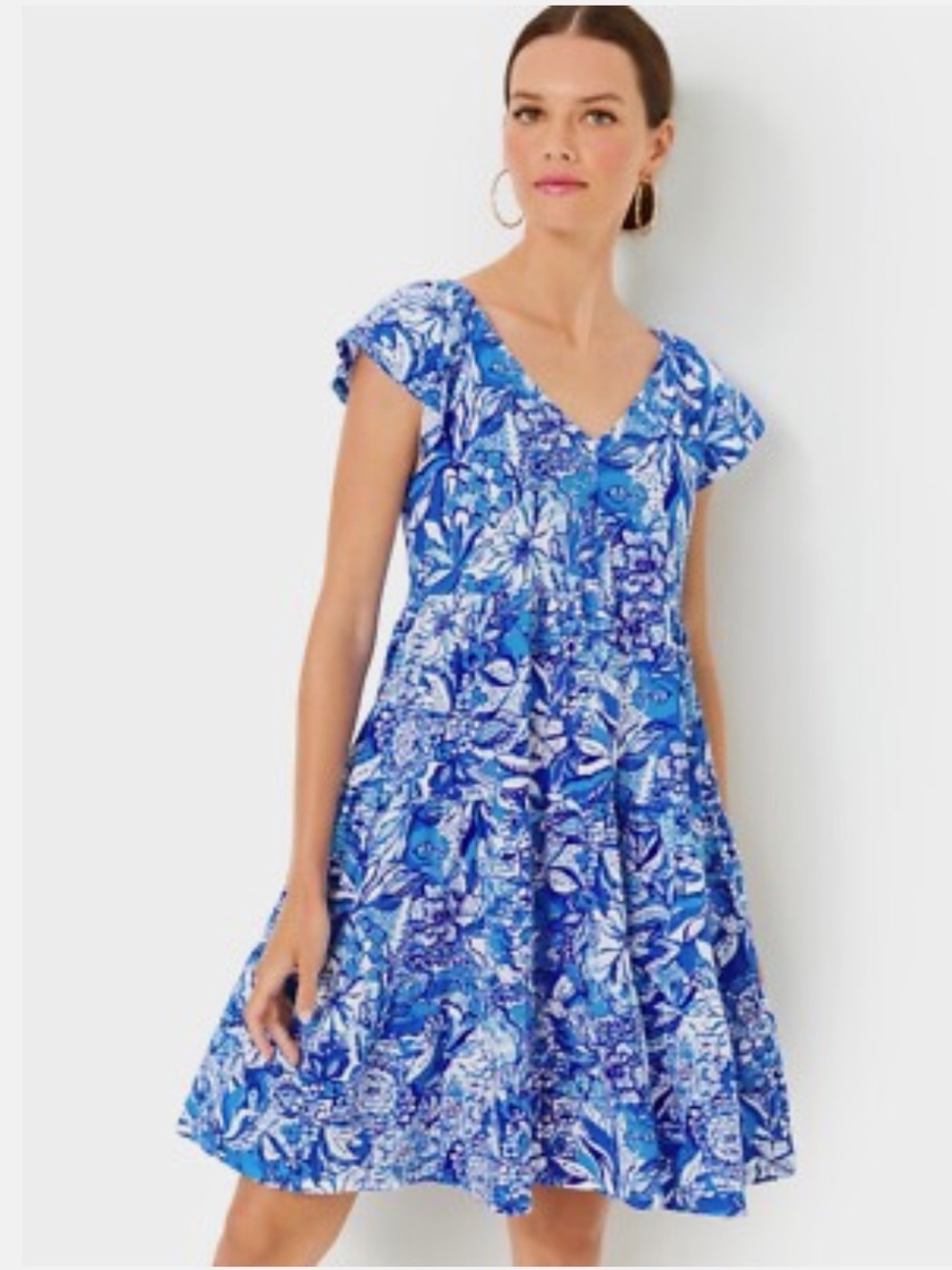 Lilly Pulitzer Kawai Swing Dress Blue Tang Flocking Fabulous size Medium